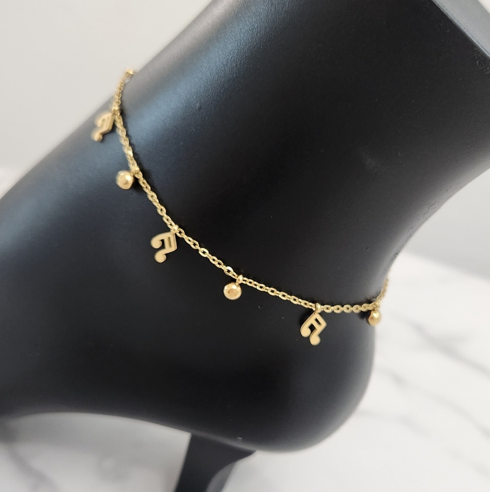 Gold Musical Note Anklet Dainty Music Charm Ankle Bracelet Boho Beach New - Picture 5 of 12